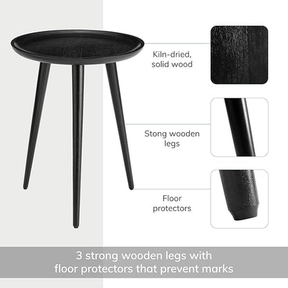MH London Side Table - Tezgah End Table. Exclusively Designed Hand-Crafted Small Nightstand. Solid Wood Round End Table. Contemporary Accent Table for Bedrooms, Living Rooms and Home Office