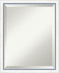 Amanti Art White Bathroom Mirror for Over Sink, 22x18 Morgan White Blue Rectangle Vanity Mirror, Small Modern Contemporary Wood Frame, Hangs Horizonally and Vertically, Bathroom Wall Decor, Beveled