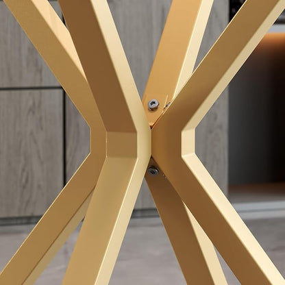 Tempered Glass Dining Table for 4, 48 Inch Rectangular Kitchen Table with Gold Metal Legs Modern Style Dinner Table for Dining Room Kitchen