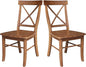 IC International Concepts Set of Two X-Back Dining Chairs, Distressed Oak