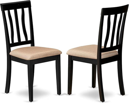East West Furniture LGAN7-BLK-C 7 Piece Kitchen Table Set Consist of a Rectangle Dining Table with Butterfly Leaf and 6 Linen Fabric Dining Room Chairs, 42x84 Inch, Black
