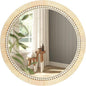 ULIKE Round Rattan Mirror, Bathroom 24 Inch Rustic Farmhouse Wall Decor with Handmade Wicker Frame, Boho Mirror for Nursery Bedroom Living Room Entryway