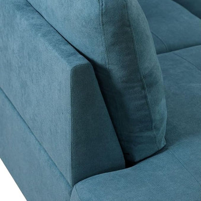 Green L-Shaped 3-Piece Flannel Sofa with Storage Ottoman Set, Sectional Couch Sofa Set for Living Room, Office, Small Space