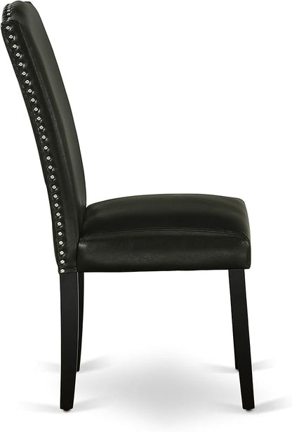 East West Furniture LGEN5-BLK-69 5 Piece Dining Table Set Includes a Rectangle Dining Room Table with Butterfly Leaf and 4 Black Faux Leather Parsons Chairs, 42x84 Inch, Black