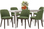 COLAMY 60 Inch Rectangular Kitchen Dining Table for 6, Modern Farmhouse Dining Table Set for 6, Wood Dining Table and Upholstered Dining Chairs for Kitchen, Dining Room, Restaurant, White/Green