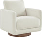 Modern Swivel Accent Chair, 360° Rotating Round Barrel Armchair with Performance Fabric Upholstery for Living Room, Bedroom, Office, Reading Nook, Single,Cream