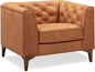 Poly & Bark Essex Lounge Chair - Leather Chair with Tufted Back - Full-Grain Living Room Armchair with Feather-Down Topper - Single Couch - Vintage Italian Leather in Cognac Tan