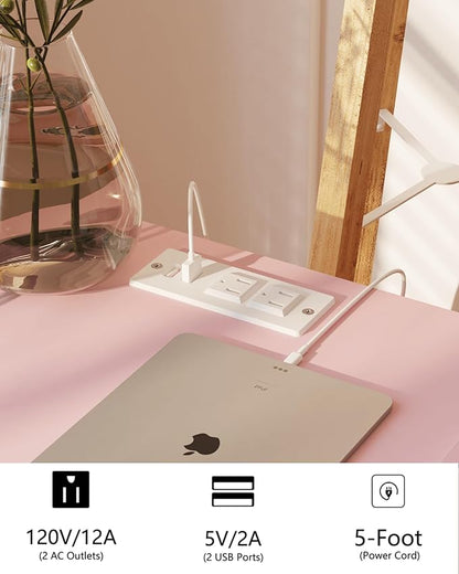 Nightstand with Oultlet,Modern Bedside Table with Storage Drawer and Open Wood Shelf, for Living Room, Bedroom and Small Spaces, Accent Night Stand with Solid Wood Legs, Easy Assembly,Pink