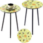 2 Packs Metal Mosaic Round Side Table 13.2" Small Outdoor Patio Round Accent Coffee Tables Indoor Corner Stand for Small Spaces Weather-Resistant for Balcony Plant Stand, Yellow Bee