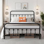 Full Size Bed Frame-Classic Metal Platform Bed Frame Mattress Foundation with Victorian Style Iron-Art Headboard/Footboard/Under Bed Storage/No Box Spring Needed/Black