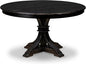 F57-11-TP - Modern Kitchen Table with Acacia Wood Round Tabletop, Sand Blasted Black Finish
