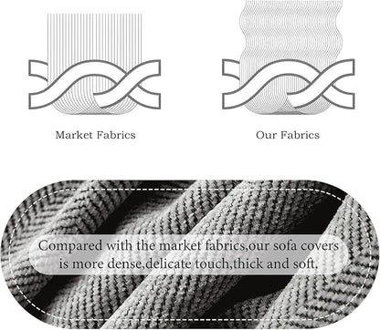 STACYPIK Soft Dark Gray Couch Cover for Pets, Herringbone Jacquard Sofa Covers for 3 Cushion Couch,Skin-Friendly Washable Sofa Covers for Loveseat, Non Slip Sectional Sofa Blanket Cover-91X150IN