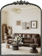 WallBeyond Gold Vintage Arched Wall Mirror, 24x32 Inch, Black Iron Frame, Bathroom, Living Room, Entryway