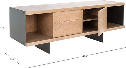 SAFAVIEH Couture Terrance TV Stand for up to 65" Flatscreen – Brown, 2 Doors with Interior Storage, 2 Open Shelves, Entertainment Media Console (SFV6047A)