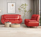Container Furniture Direct Michael Modern Faux Leather Upholstered Stainless Steel Legs Living Room Sofa, Chair, Persian Red