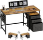 Ｍａｉｈａｉｌ Maihail Computer Desk with Drawers, 47 Inch Desk with 2 Drawers and Shelves, Office Table with Storage, Home Office desks, Metal Frame for PC Laptop, Rustic Brown