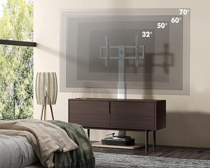 FITUEYES Swivel Floor TV Stand for 32 to 70 Inch TVs Tall Universal TV Stand Mount with Sturdy Wood Base, Space Saving for Corner Bedroom White