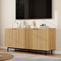 Vipbear Modern TV Stand for 65 Inch TV,Entertainment Center with Storage Cabinets and Adjustable Shelves, Media Console Table, Wood Television Furniture for Living Room, Bedroom, Natural Wood