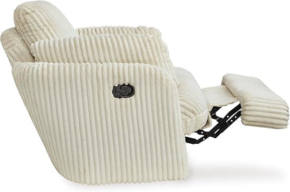 Signature Design by Ashley Tie-Breaker Contemporary Manual Press-Back Swivel Glider Rocker Recliner with 2 Bolster Pillows and Hidden Storage, White