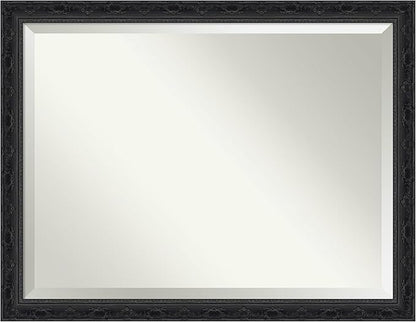 Amanti Art Bathroom Mirror for Over Sink, 35x45 Filigree Gloss Black Rectangle Vanity Mirror, X-Large Traditional Frame, Hangs Horizonally and Vertically, Bathroom Wall Decor, Beveled Edge