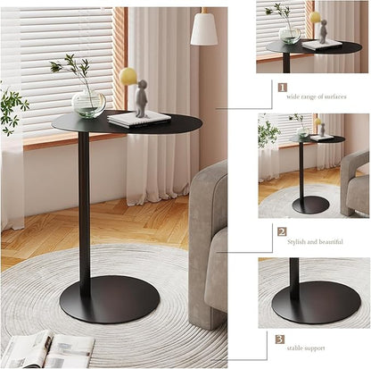 Modern Metal Side Table C Shaped End Table for Couch Slim Sofa Side Table Snack End Table Tv Trays for Eating On Couch for Dining Room, Living Room, Cafe and Balcony (1Pack Black)