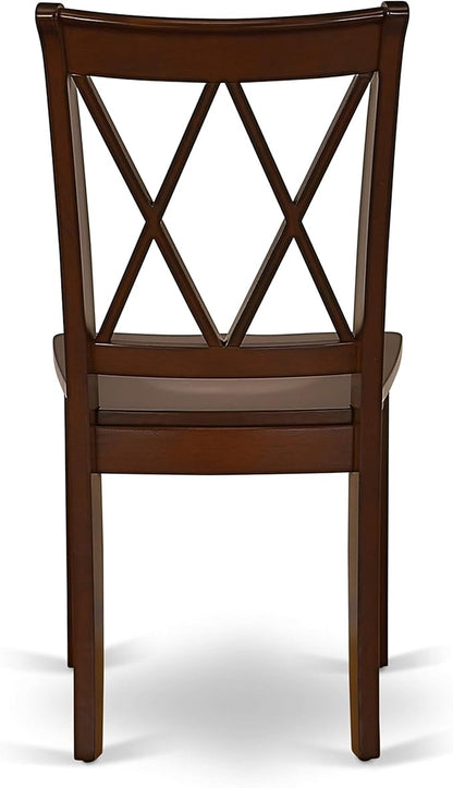 East West Furniture HBCL5-MAH-W 5 Piece Dining Room Furniture Set Includes a Round Kitchen Table with Pedestal and 4 Dining Chairs, 42x42 Inch, Mahogany
