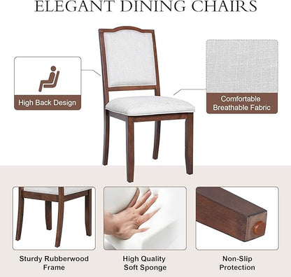 Ball & Cast Dining Table Set for 6,60" to 78" Extendable Wood Dining Table with Removable Leaf,6-Piece Kitchen Table Set W/ 4 Upholstered Chair and 1 Bench,for Dining Room,Kitchen,Restaurant,Cherry