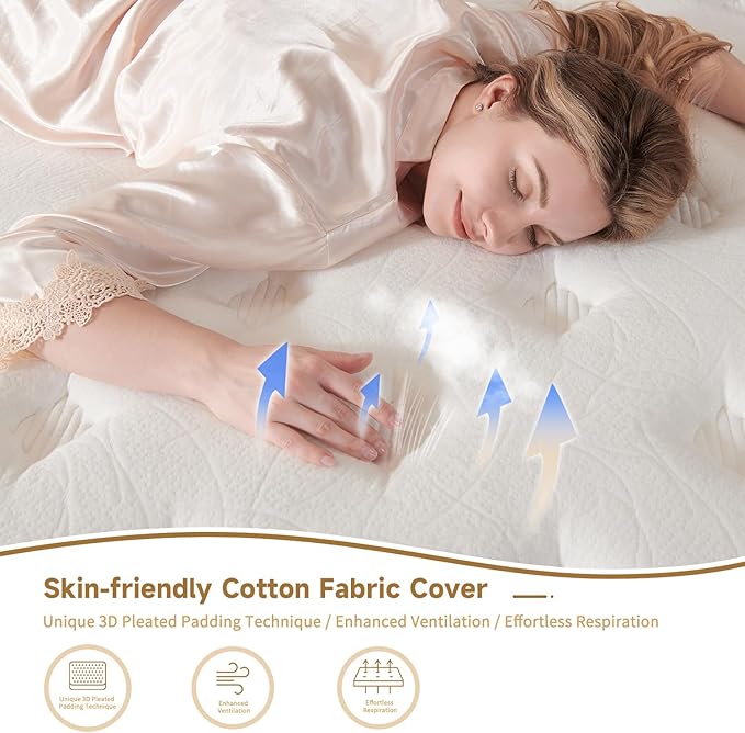 King Size Mattress 12 Inch, Hybrid Memory Foam Mattress with Zoned Pocket Coils Support and Motion Isolation Design, Strengthen Edge Support,CertiPUR-US Certified, Medium Firm in a Box