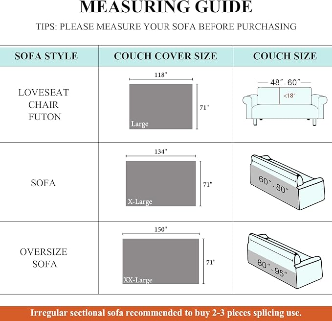 STACYPIK Orange Dogs Sofa Cover Waterproof, Non Slip Couch Cover for Sectional, Anti-Scratch Furniture Protector for 2 Cushion Couch, Loveseat Cover for Pets, Outdoor Multi-use Sofa Slipcover-71X118I