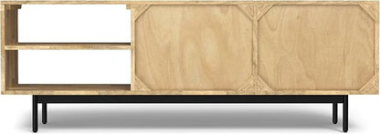 SIMPLIHOME Reeves SOLID MANGO WOOD 60 inch Wide TV Media Stand in Natural For TVs up to 65 inches for the Living Room and Entertainment Center