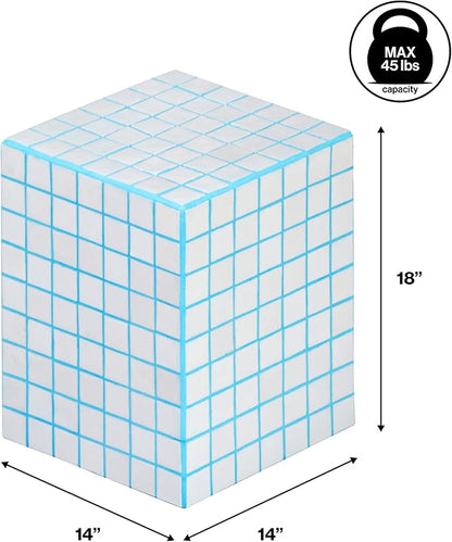 JONATHAN Y END2000E Callista 18" Modern Bohemian Ceramic Tiled Rectangle End Table, Side Table, Accent Table for Living Room, Bedroom, White/Neon Blue