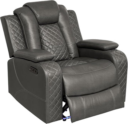 Ball & Cast Power Recliner Sofa Set Leather Reclining Sofa Set Living Room Furniture Set 3PCS Recliner Couch Loveseat & Chair Sets with Wireless Charging,Bluetooth Speaker,Cup Holders for Home Theater