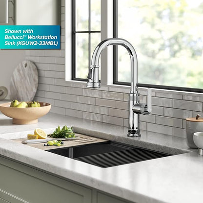KRAUS Allyn Industrial Pull-Down Single Handle Kitchen Faucet in Chrome, KPF-4102CH
