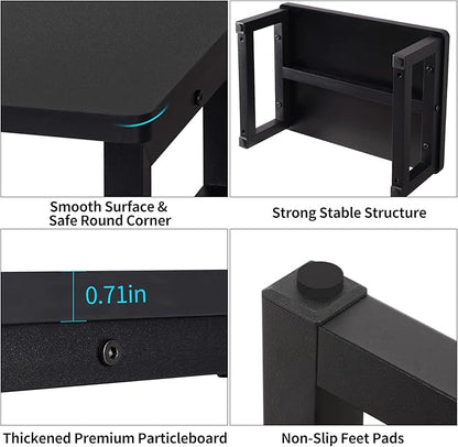 Snughome Wooden Step Stools for Adults Kids, Solid Portable Wooden Bedside Step Stool Adults Hold Up to 350 lb, One Step Foot Stool for Kitchen, Bedroom, Living Room, Bathroom - Self-Assembly(Black)