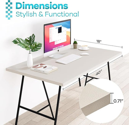 Kaboon Universal Tabletop 40"x18", Solid One-Piece Melamine Table Top, Double L Floating Desk DIY, Home and Office, Beige Leather Feel