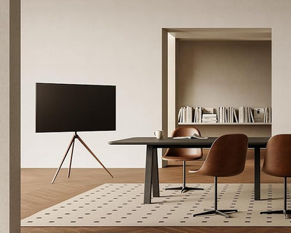 FITUEYES Design Corner TV Stand for 43-65 Inch TVs, Height Adjustable Metal Tripod Easel TV Stand Modern TV Floor Mount with Concealed Storage for Bedroom Living Room, Picasso Series