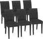 Upholstered Dining Chairs Set of 6, Button Tufted Parsons Dining Chair with Solid Wood Legs, Modern Fabric Side Chair for Dining Room/Kitchen/Restaurant/Hotel- Black