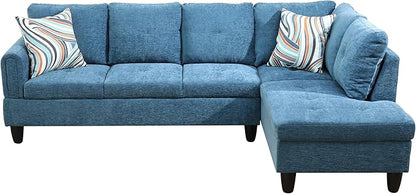 NicBex Sectional Couch 3 Pieces Sofa Set with Left Chaise Flannel L Shaped Cloud Couch for Living Room Furniture Sets with Storage Ottoman, Modular Sofa for Living Room & Apartment, Dark Blue