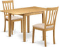 East West Furniture NDAN3-OAK-C 3 Piece Dining Table Set for Small Spaces Contains a Rectangle Dining Room Table with Dropleaf and 2 Linen Fabric Upholstered Chairs, 30x48 Inch, Oak