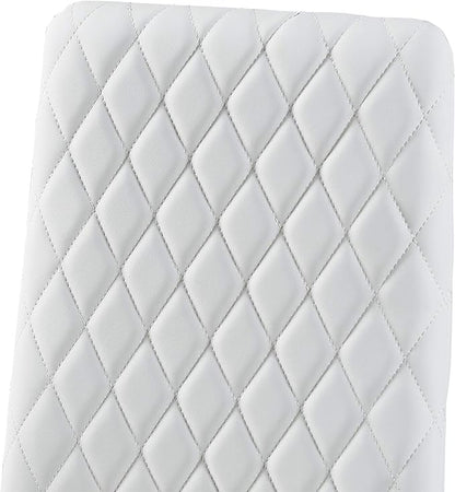 JT Modern Minimalist Dining Chair Fireproof Leather Sprayed Metal Pipe Diamond Grid Pattern Restaurant Home Conference Chair Set of 4 Or 6 (6, White)