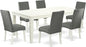 East West Furniture LGDR7-LWH-07 7 Piece Modern Dining Table Set Consist of a Rectangle Wooden Table with Butterfly Leaf and 6 Gray Linen Fabric Parson Dining Chairs, 42x84 Inch, Linen White