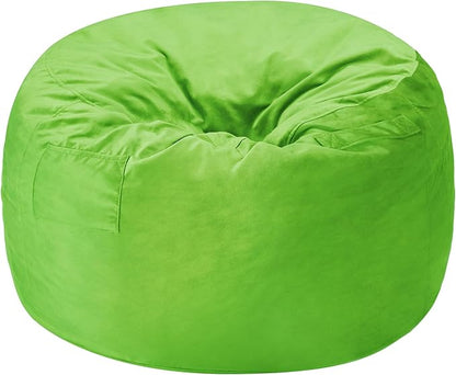 Homguava 4 FT Bean Bag Chair: 4' Bean Bags with Memory Foam Filled, Large Beanbag Chairs Soft Sofa with Dutch Velvet Cover-Lime