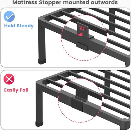 20 Inch King Size Metal Platform Bed Frame with Round Corners, Storage Space Under High Bed Frame-Heavy Duty Steel Slats Support, Noise Free - Easy Assembly - No Box Spring Needed