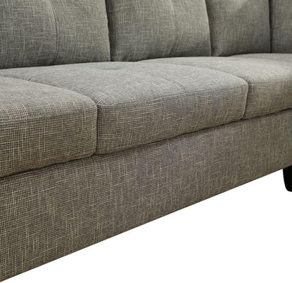 Grey-2 L-Shaped 3-Piece Linen Sofa with Storage Ottoman Set, Sectional Couch Sofa Set for Living Room, Office, Small Space