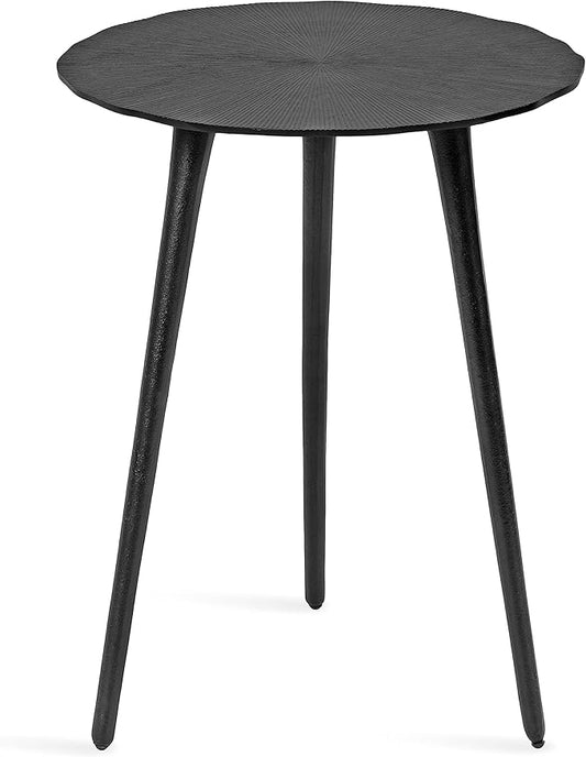Kate and Laurel Sancia Modern Round Side Table, 16 x 16 x 20, Silver, Sand Casted Aluminum Bedside Table for Display and Storage as a Bedroom Nightstand or Living Room Accent