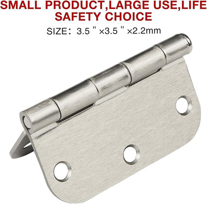 30 Pack Rounded Brushed Nickel Door Hinges 3.5 Inch 5/8" Radius 3 1/2" Satin Sliver Hinge No Squeak Flat Bifold for Bedroom Pantry Clean Glass French Interior Wood Doors,Table,Gate,Hardware