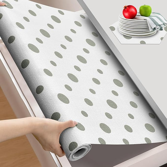 Beautysaid Shelf and Drawer Liner for Kitchen Cabinet, Non Adhesive Non Slip Shelf Paper Waterproof Washable Thickened for Dresser Pantry Shelve Bathroom Protector Liner(Polka Dot,18 in x 30 FT)
