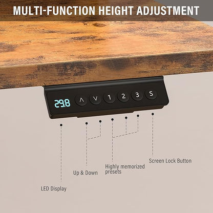 48x30 Inch Electric Standing Desk with Drawers & Widen Desktop, Thickened Desk Frame, Adjustable Height Sit Stand Up Table, Home Office Computer Desk with Cable Management, Rustic Brown