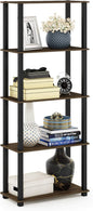 Furinno Turn-N-Tube 5-Tier Multipurpose Shelf / Display Rack / Storage Shelf / Bookshelf, Square Tubes, Columbia Walnut/Black