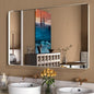 WEER 55X30 Inch Brushed Nickel Bathroom Mirror, Brushed Silver Metal Frame Mirror, Rounded Rectangle Silver Bathroom Vanity Mirror, Tempered Glass, Anti-Rust, Hangs Horizontally or Vertically